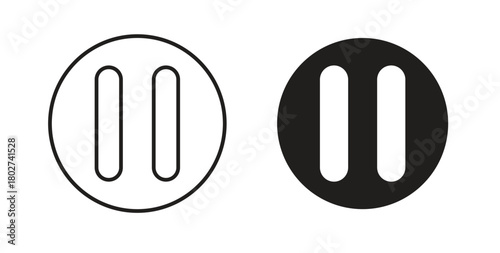 Pause icon flat vector illustration. Black Thin Line Icon Emblem Concept