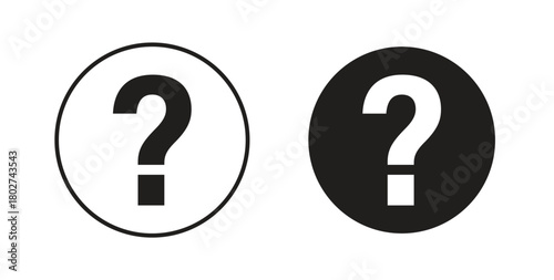 Question icon flat vector illustration. Black Thin Line Icon Emblem Concept