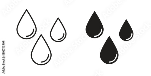 Raindrops icon flat vector illustration. Black Thin Line Icon Emblem Concept