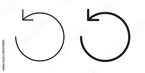 Reset icon flat vector illustration. Black Thin Line Icon Emblem Concept