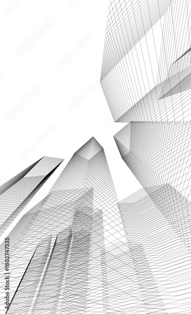 Fototapeta premium Modern building. Architectural background 3D illustration