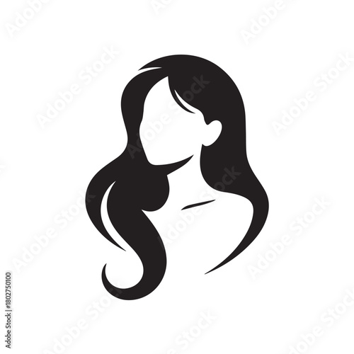 Elegant woman portrait with smooth facial features and long styled hair on clean white background