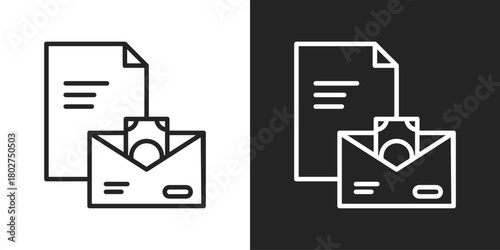 Payroll Icon In Black And White Line Style