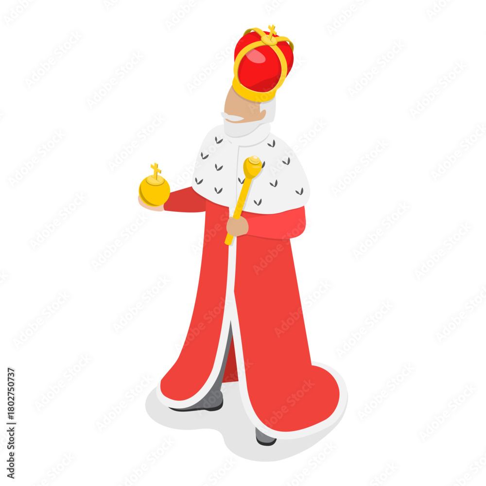 Naklejka premium 3D Isometric Flat Vector Set of Fairy Characters, Medieval People. Item 2