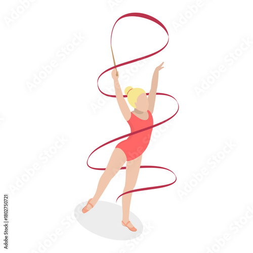 3D Isometric Flat Vector Set of Athletic Gymnastics, Sport Competitions. Item 8