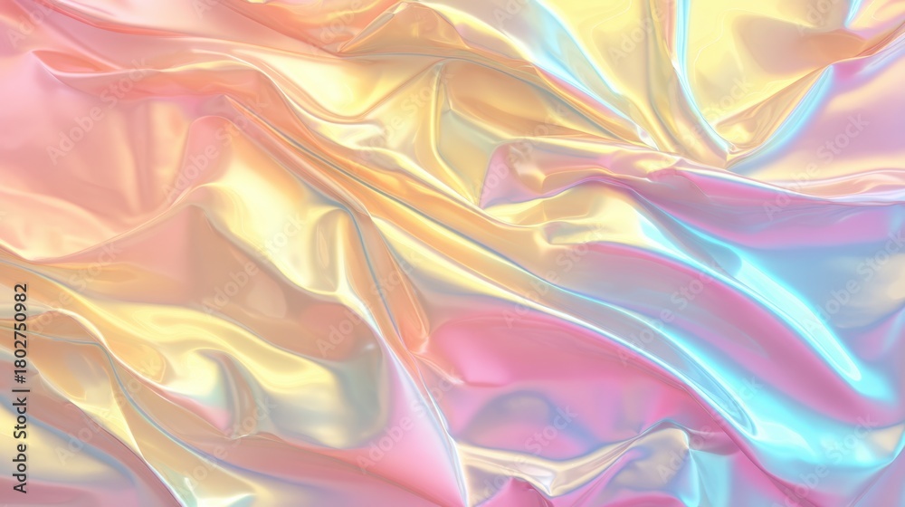 Obraz premium Colorful Iridescent Fabric Texture with Soft Pastel Hues and Patterns