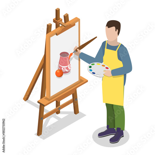 3D Isometric Flat Vector Illustration of Creativity Development , Gain Knowledge and Skills. Item 2