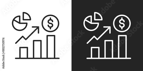Investment Icon In Black And White Line Style