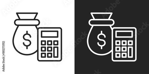 Calculator Icon In Black And White Line Style