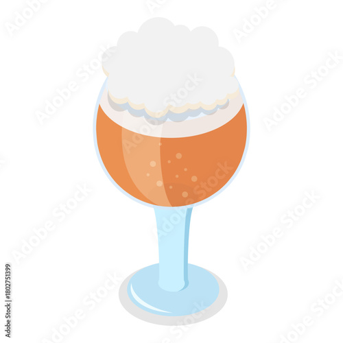 3D Isometric Flat Vector Illustration of Types Of Beer, Beverages in Recommended Glasses. Item 2