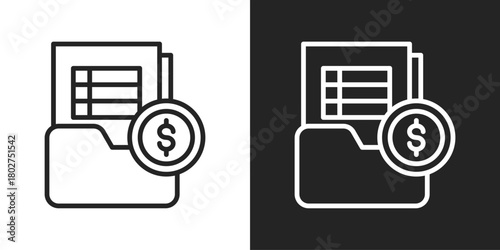 Document Icon In Black And White Line Style