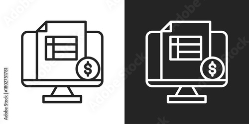 Computer Icon In Black And White Line Style