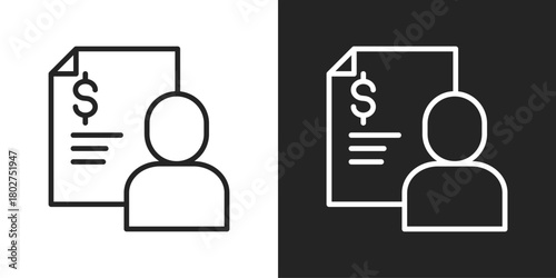 Accountant Icon In Black And White Line Style