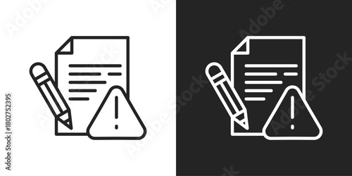 Risk Assessment Icon In Black And White Line Style