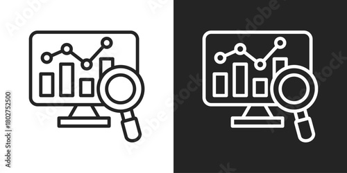 Analytics Icon In Black And White Line Style