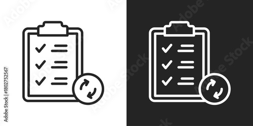 Renewal Management Icon In Black And White Line Style