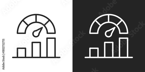 Performance Metrics Icon In Black And White Line Style