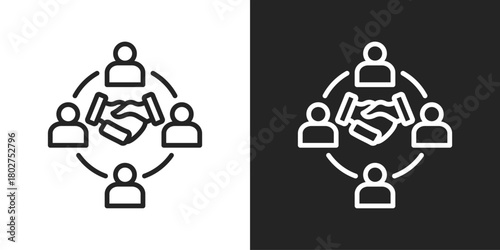 Relationship Building Icon In Black And White Line Style