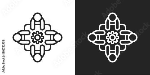Framework Icon In Black And White Line Style
