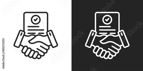 Contract Negotiation Icon In Black And White Line Style