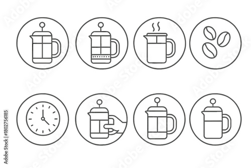 Set of icons for a coffee maker