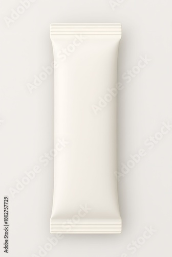 Blank white flow pack mockup isolated on white background, front view vector illustration template ready