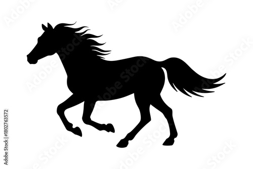 Black horse running silhouette