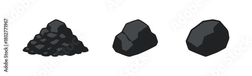 Various Rock Formations Representing Evolution on White Background