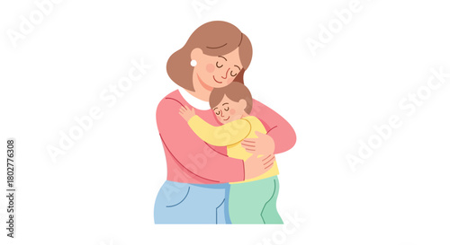 Cherishing tender moments mother lovingly embraces sleeping child conveying warmth safety and unconditional love