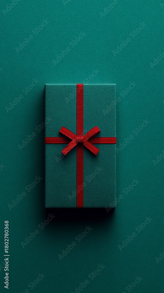 Obraz premium Coffret cadeau vert – Élégance minimaliste de Noël