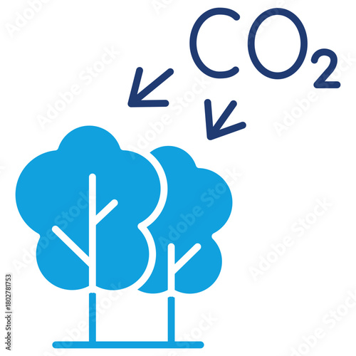 Co2 Absorption Flat Blue Icon