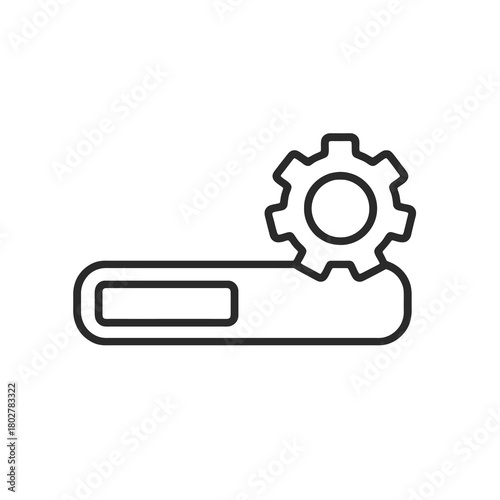 Thin line installation progress icon, black vector representing software setup, system installation, and IT configuration tasks.
