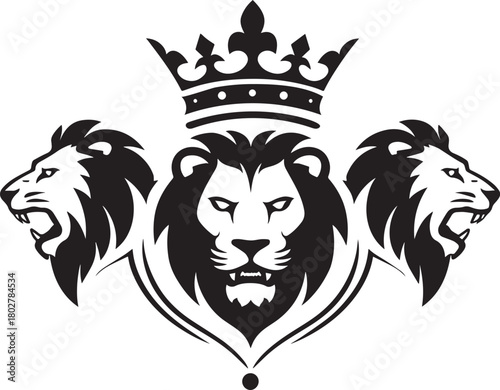 Regal lions crowned with royal regalia vector