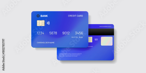 Credit card mockup. Business card mockup. Credit payment card sign symbol on white background. Ultra realistic credit card vector EPS10.