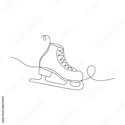 Single line drawing of an ice skate skating winter sport