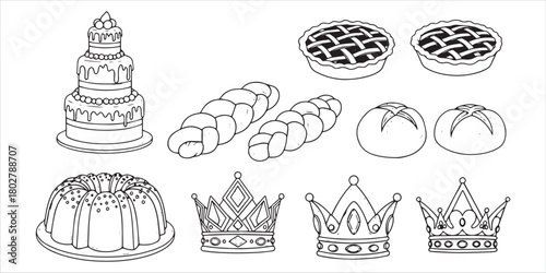 Festive baked goods and regal crowns cake bread