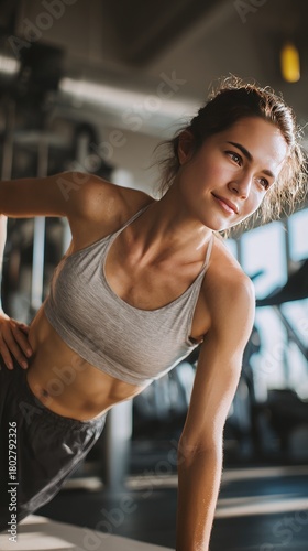 Fit Young Woman Engaged in Intense Plank Exercise at the Gym
