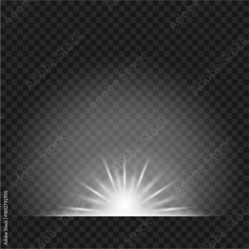 White Light Burst Glow Effect on Transparent Background