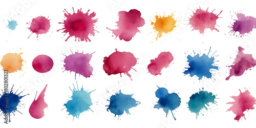 colorful paint splatter abstract vector texture background. Set of abstract watercolor water splash background.	
