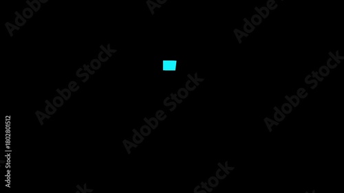 Small Cyan Square Shape Isolated on a Black Background geometric object
