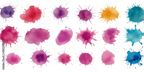 Set of watercolor circles brash multicolored. watercolor on white background.  set of vector colorful watercolor backgrounds for business card or flyer template