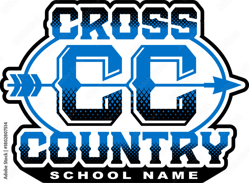 Naklejka premium cross country team design with crossed arrows for school, college or league sports