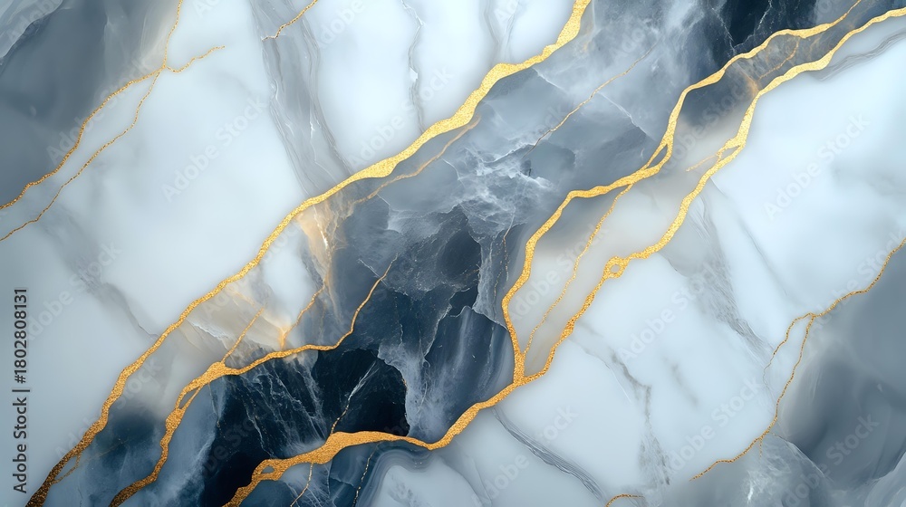 Fototapeta premium Elegant gray marble texture with golden veins creating luxurious pattern for interior design, wallpaper, or premium packaging background.