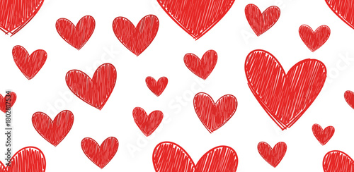Seamless Pattern of Red Heart Shapes A Romantic and Artistic Design for Backgrounds