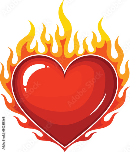 Fiery Heart Symbol of Intense Love, Passion, and Burning Emotion