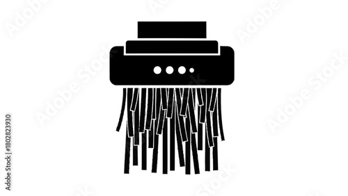 Vector illustration of paper shredder with shredded paper isolated on transparent background 