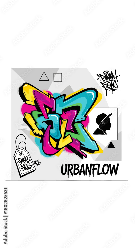 Obraz premium Colorful Graffiti Art with Urbanflow Text.