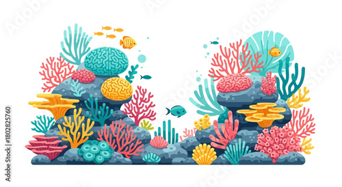 Colorful underwater coral reef ecosystem illustration 1.