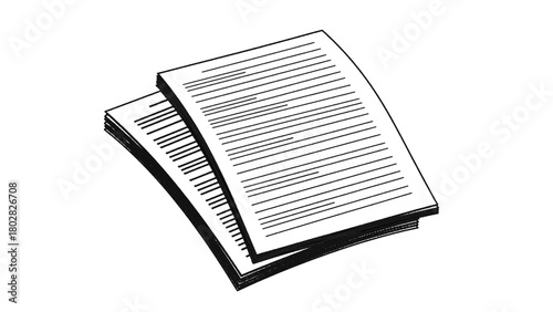 Vector illustration of stack of papers with text isolated on transparent background 