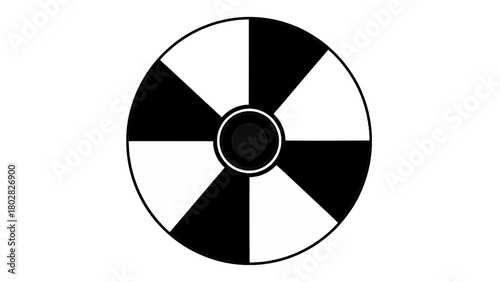 Vector illustration of black and white circular graphic, isolated on transparent background 